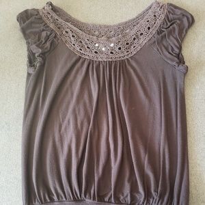 Black top with eyelet collar